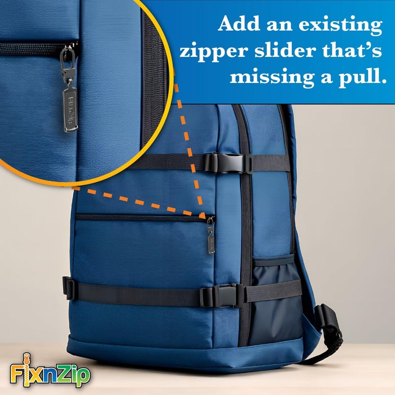 FixnZip Medium to Large Black Nickel Zipper Pull Replacements (4-Pack) | Universal Clip-On Pull Tabs for Zipper Repair, Sliders & Luggage, Jackets, Backpacks, Tents, Sleeping Bags & Outdoor Gear - Image 5